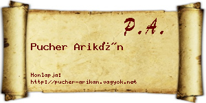 Pucher Arikán névjegykártya